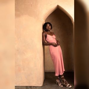 SOLD - Salmon Pink Slip Dress Zara size small